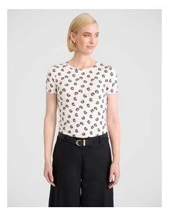 Roberta Bamboo Tee in Ivory Multi