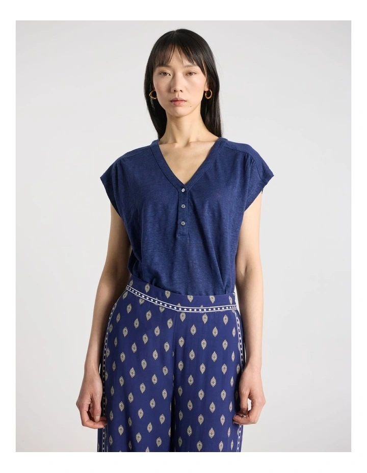 Thorpe Linen Tee in Ocean Blue image 1