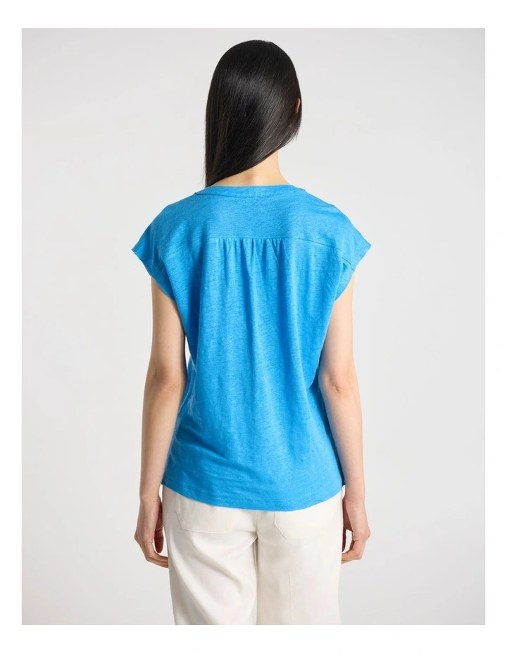 Thorpe Linen Tee in Hydra Blue image 3