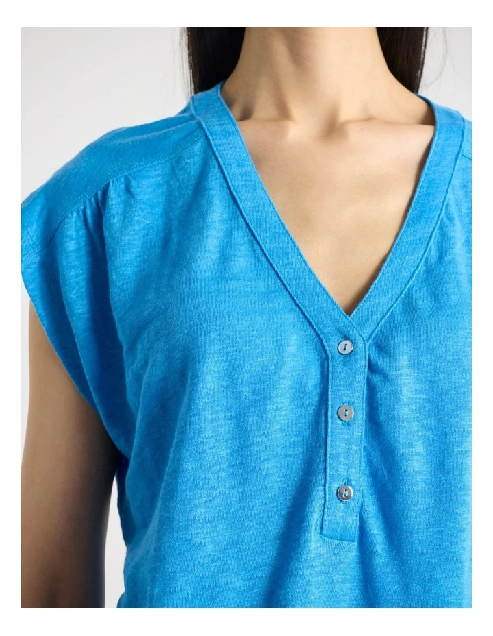 Thorpe Linen Tee in Hydra Blue image 5