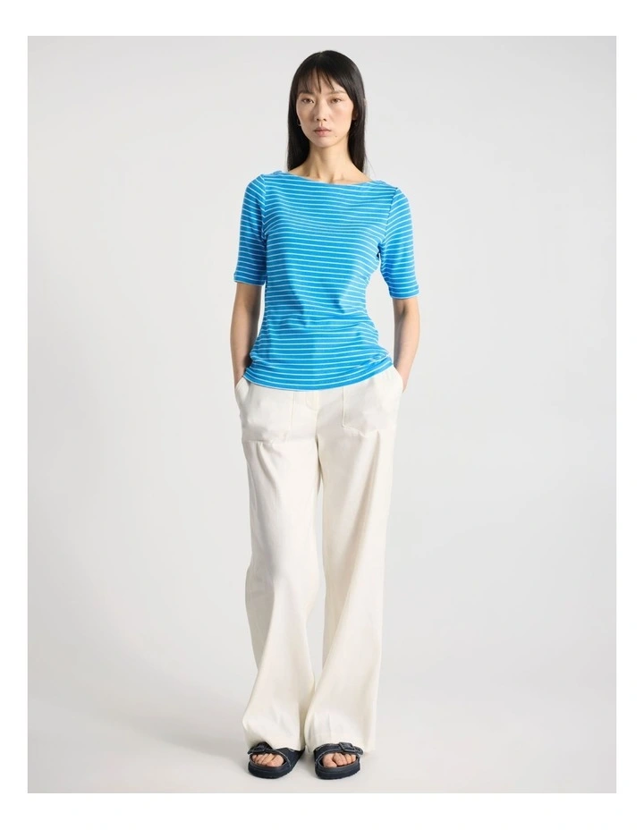 Briar Cotton Blend Tee in Blue Stripe image 2