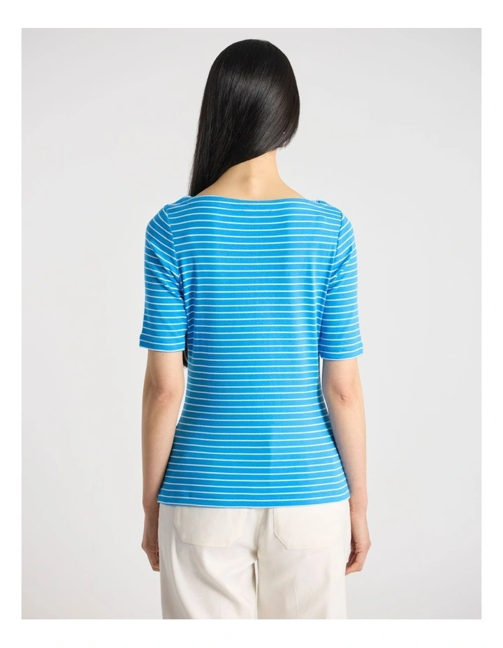 Briar Cotton Blend Tee in Blue Stripe image 3