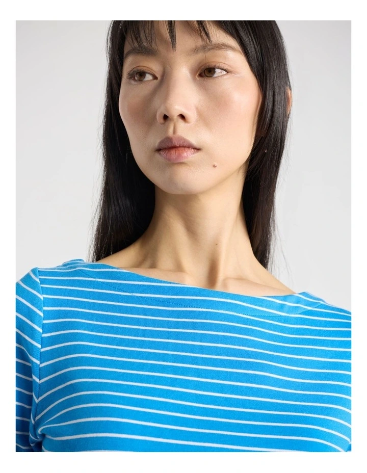 Briar Cotton Blend Tee in Blue Stripe image 4