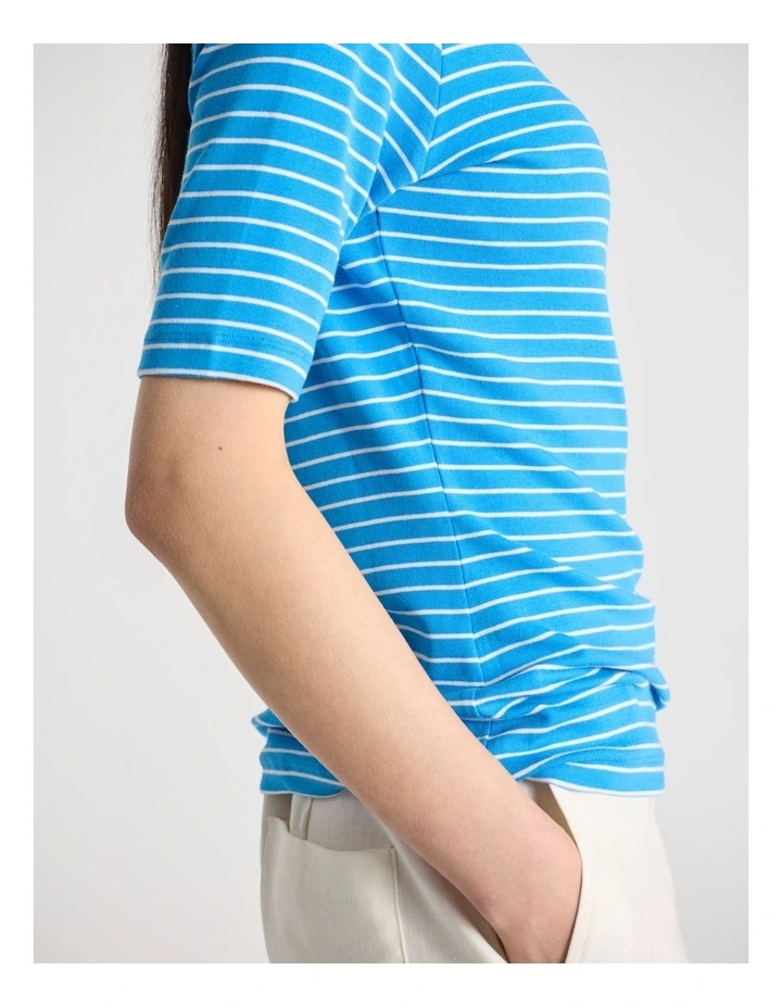Briar Cotton Blend Tee in Blue Stripe image 5