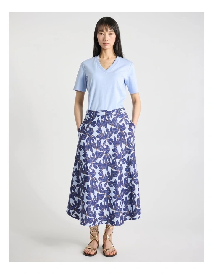 Misty V Neck Cotton Tee in Hydrangea Blue image 2
