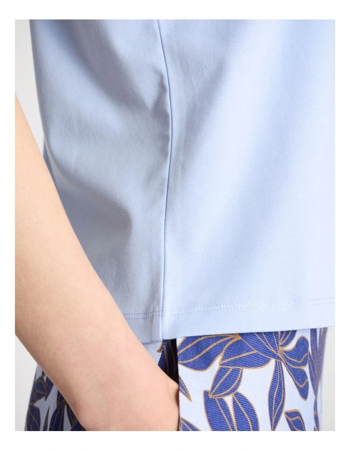Misty V Neck Cotton Tee in Hydrangea Blue image 5