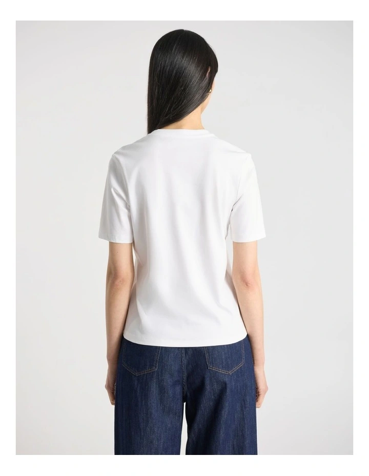 Misty V Neck Cotton Tee in Ivory image 3