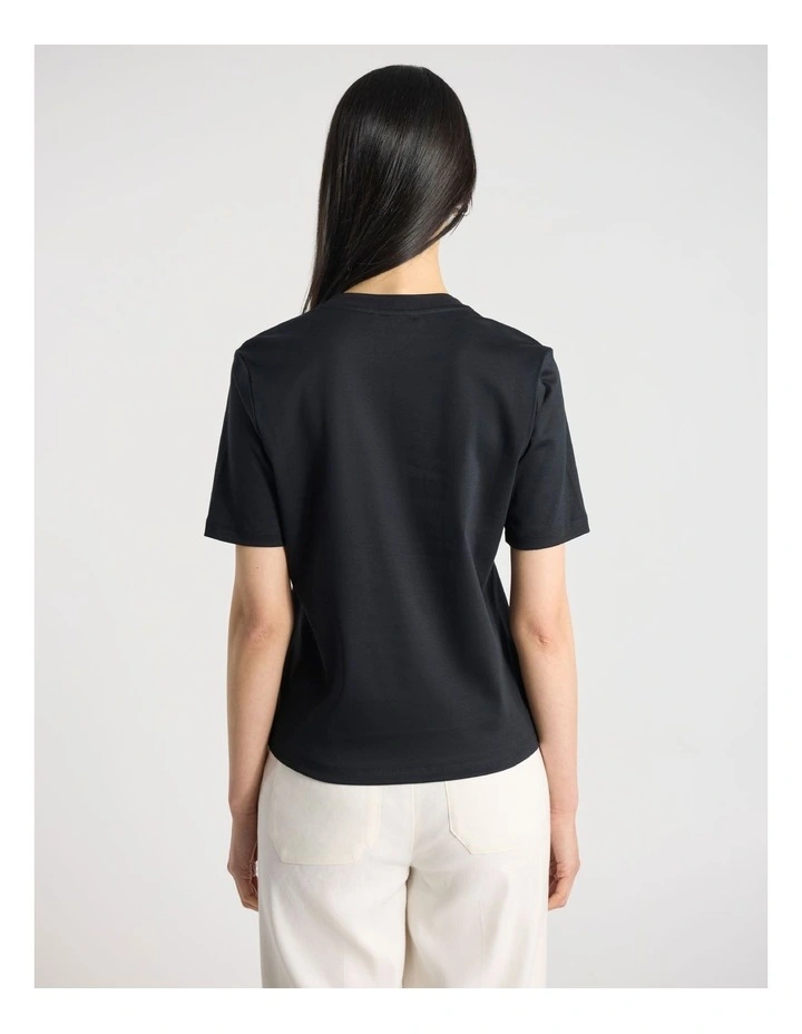 Misty V Neck Cotton Tee in Black image 3