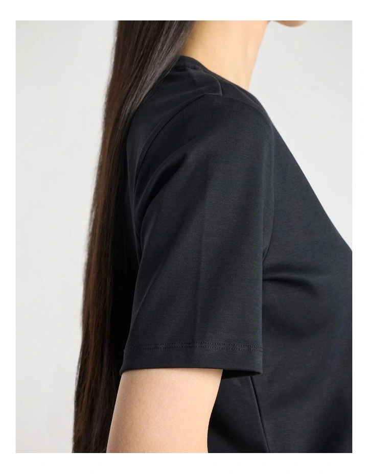 Misty V Neck Cotton Tee in Black image 5