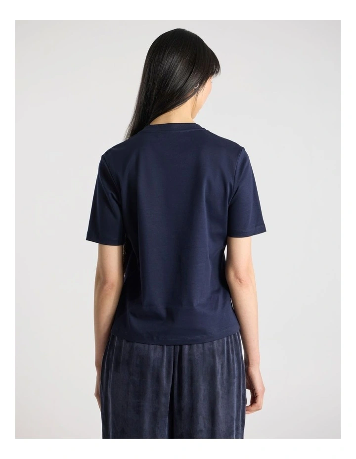 Misty V Neck Cotton Tee in Navy image 3