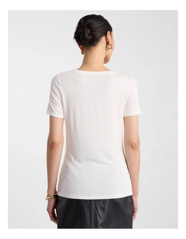 Betsy Bamboo Tee in Ivory image 3