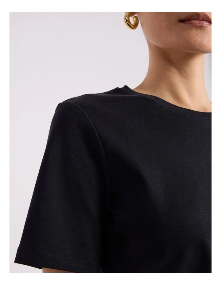 Misty Mercerised Cotton Tee in Black image 2