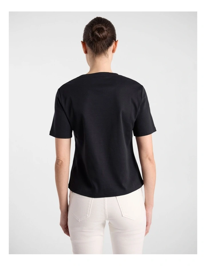 Misty Mercerised Cotton Tee in Black image 3