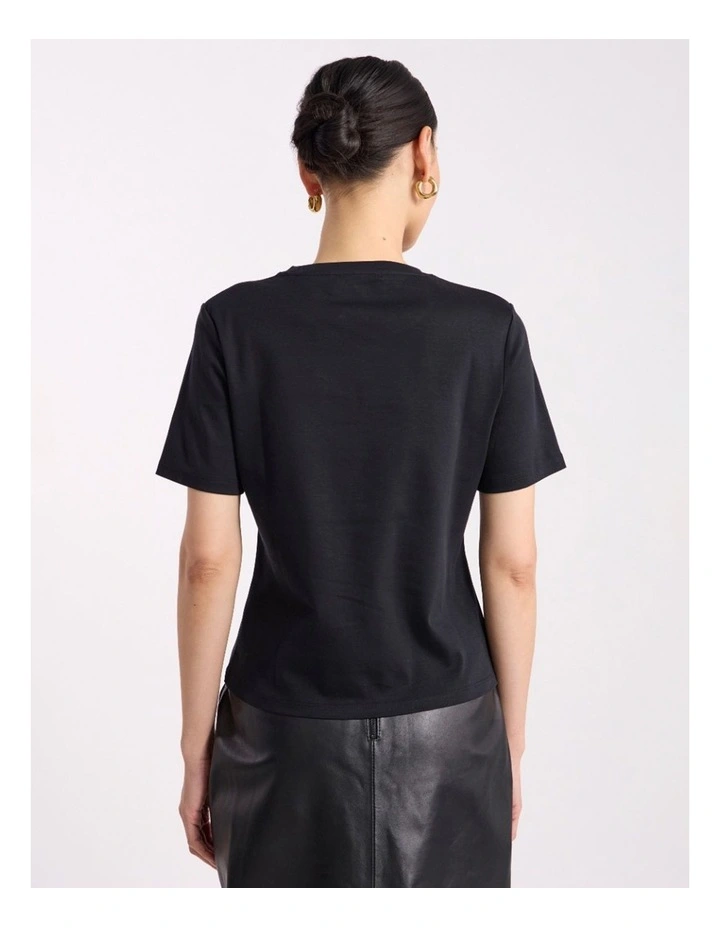 Misty Mercerised Cotton Tee in Black image 3