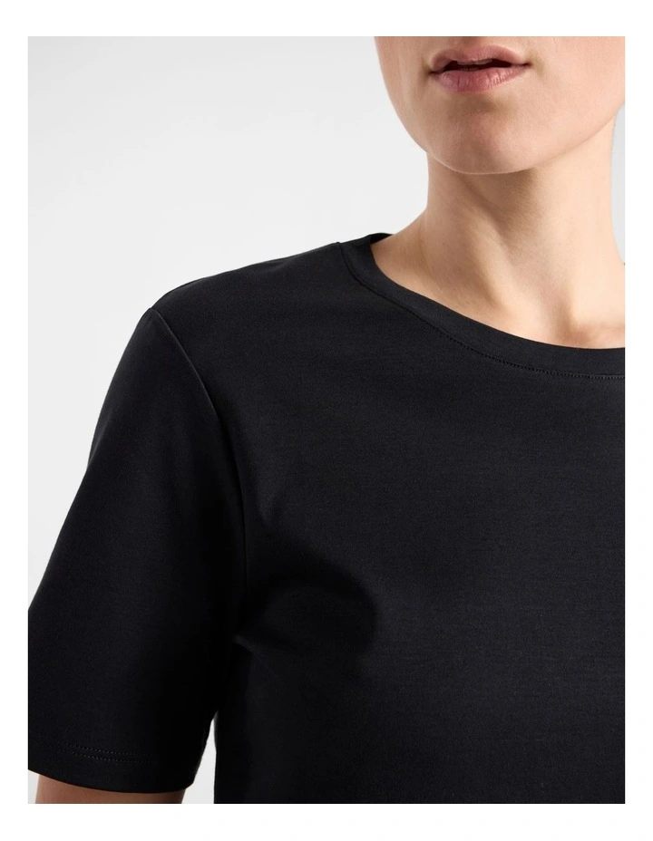 Misty Mercerised Cotton Tee in Black image 4
