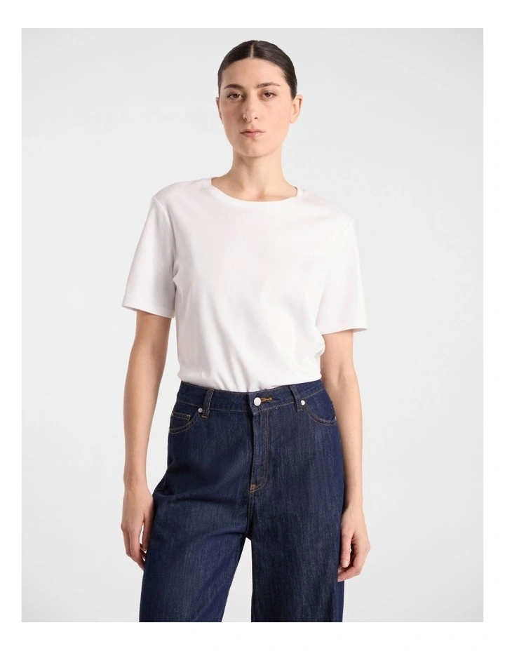 Misty Mercerised Cotton Tee in Ivory image 2