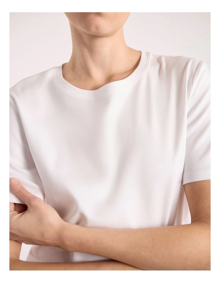 Misty Mercerised Cotton Tee in Ivory image 4