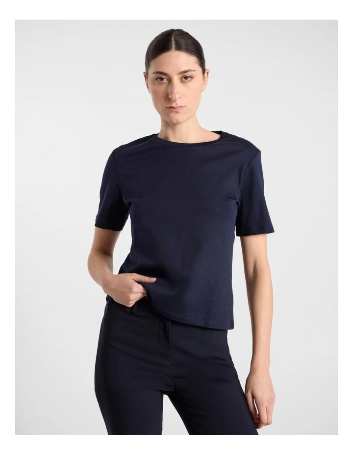 Misty Mercerised Cotton Tee in Navy image 1