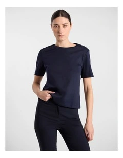 Misty Mercerised Cotton Tee in Navy