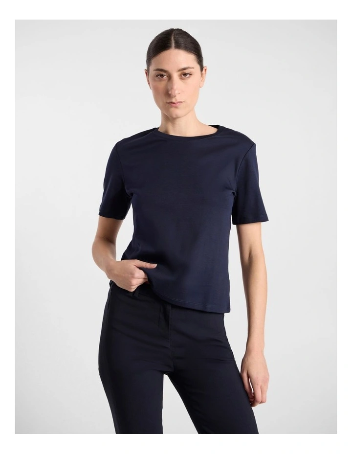 Misty Mercerised Cotton Tee in Navy image 1