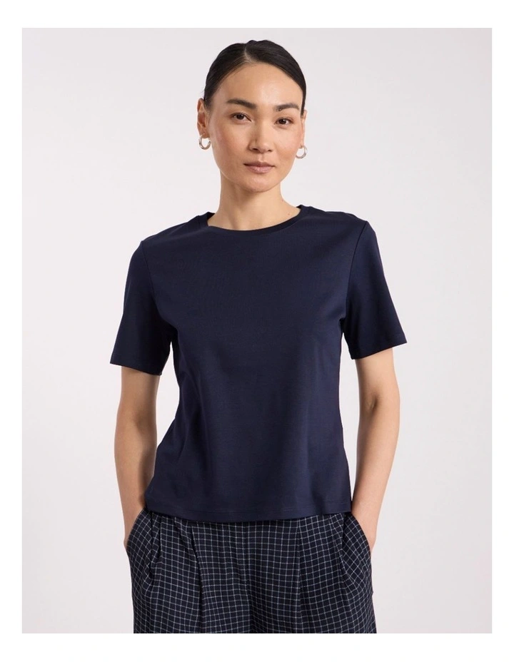 Misty Mercerised Cotton Tee in Navy image 1