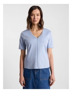Jolyn Mercerised Cotton Tee in Thistle Blue