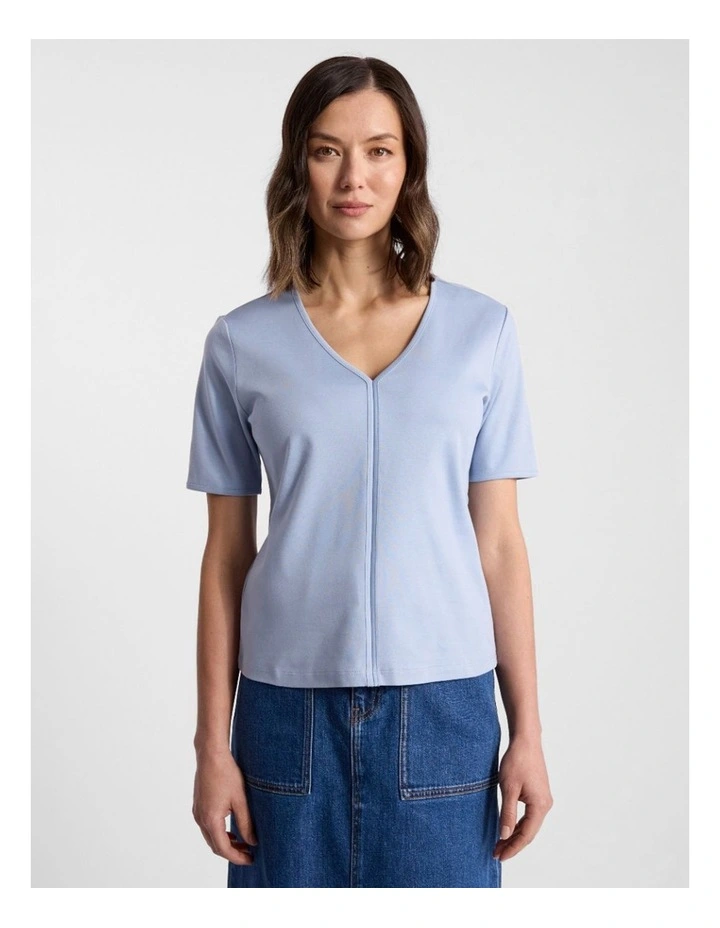 Jolyn Mercerised Cotton Tee in Thistle Blue image 1