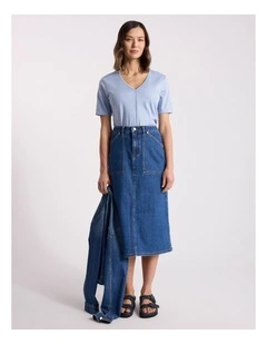 Jolyn Mercerised Cotton Tee in Thistle Blue