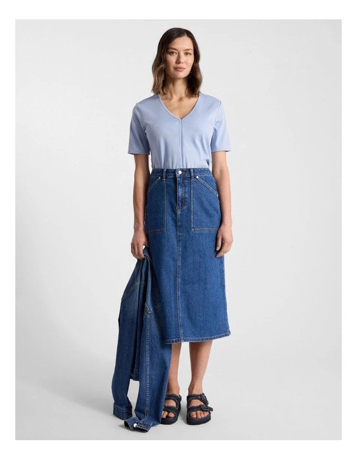 Jolyn Mercerised Cotton Tee in Thistle Blue image 2