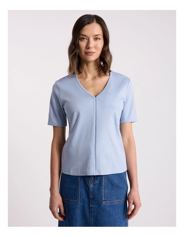 Jolyn Mercerised Cotton Tee in Thistle Blue image 2