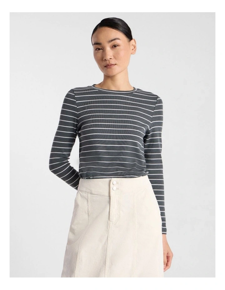 Aubrey Jersey Tee in Nori Green Stripe image 1