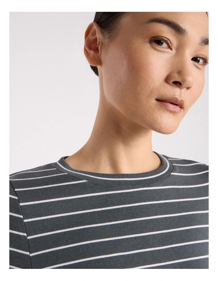 Aubrey Jersey Tee in Nori Green Stripe image 3