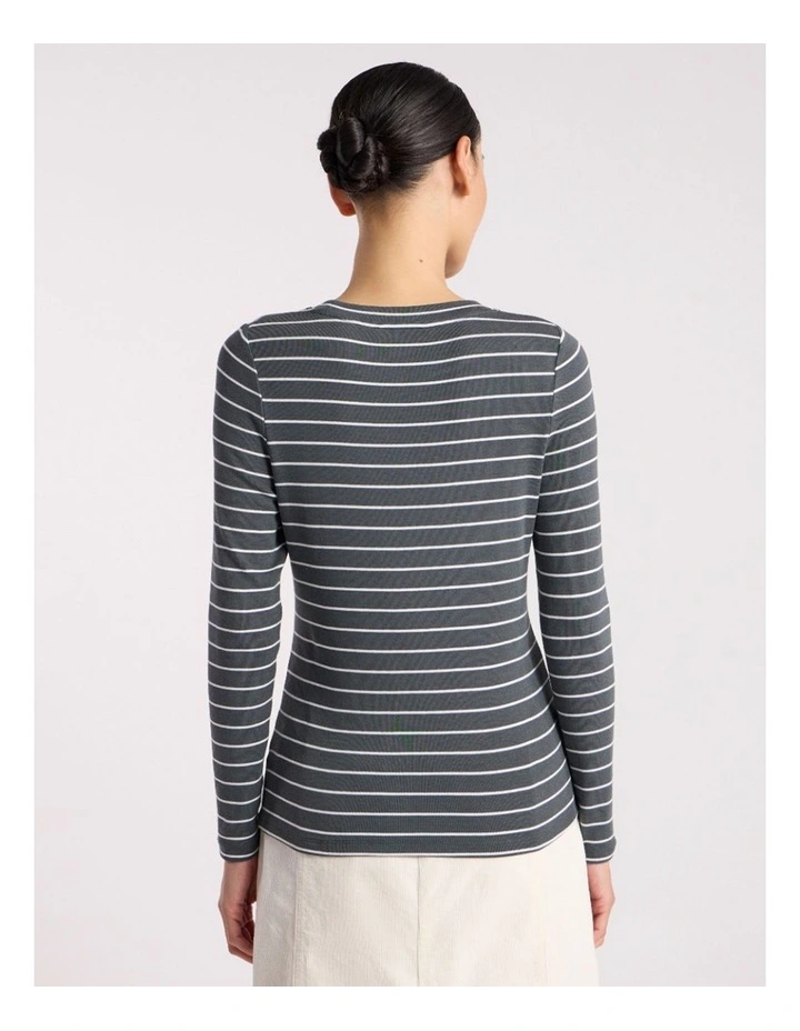 Aubrey Jersey Tee in Nori Green Stripe image 4