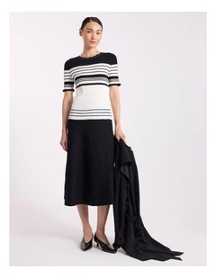 Arlie Stripe Knit Tee in Black Stripe