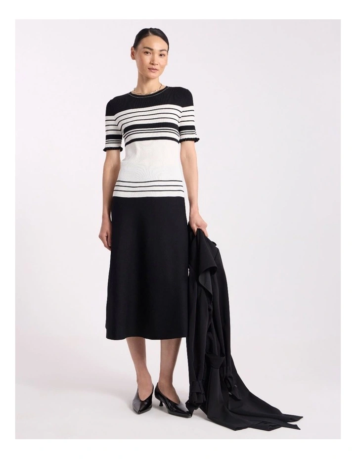 Arlie Stripe Knit Tee in Black Stripe image 1