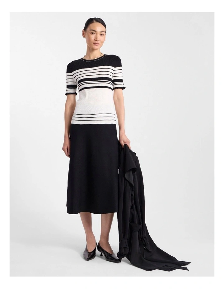 Arlie Stripe Knit Tee in Black Stripe image 2