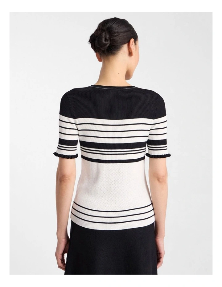 Arlie Stripe Knit Tee in Black Stripe image 3