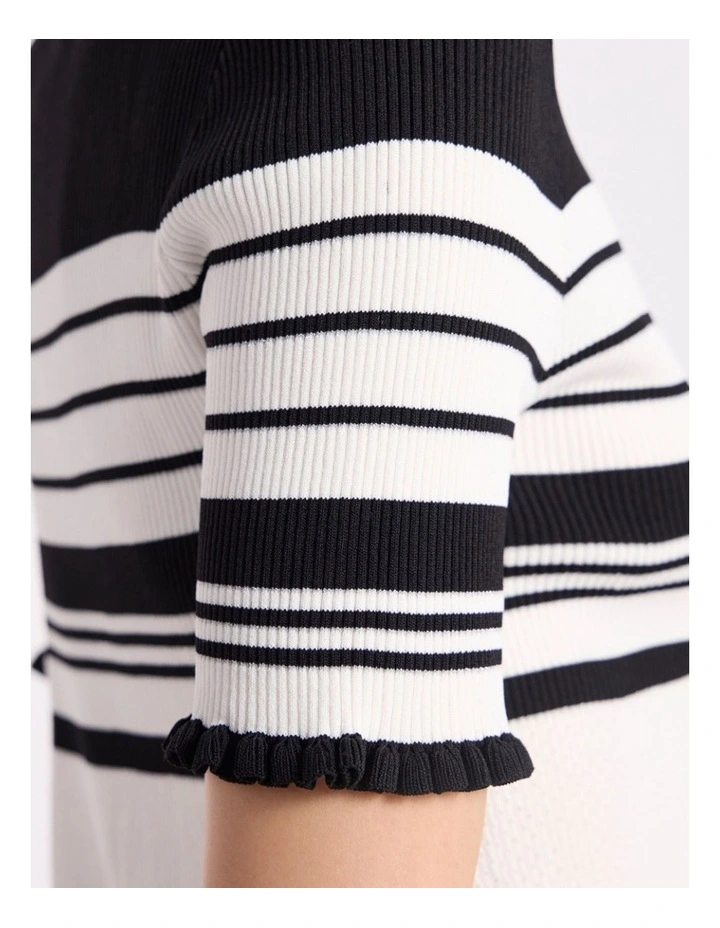 Arlie Stripe Knit Tee in Black Stripe image 3