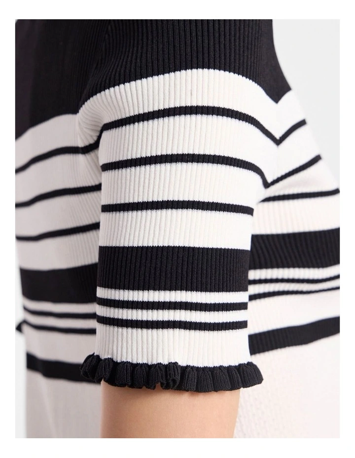 Arlie Stripe Knit Tee in Black Stripe image 4