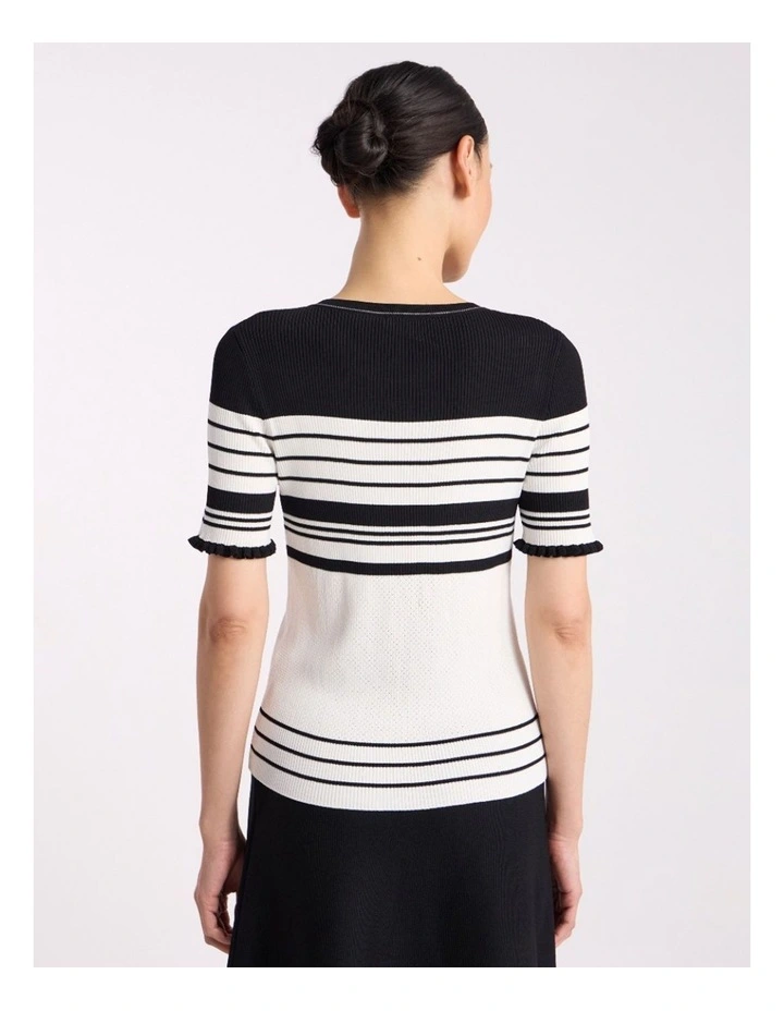 Arlie Stripe Knit Tee in Black Stripe image 4