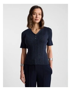 Aleese Knit Tee in Navy