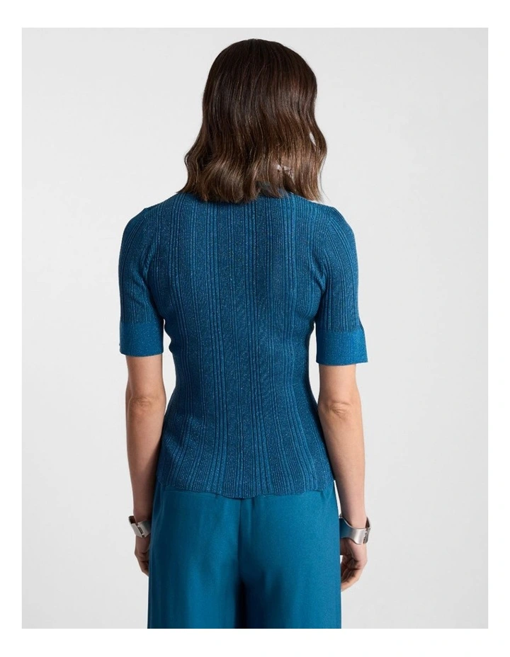 Aleese Knit Tee in Prussian Blue image 3