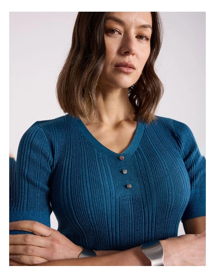 Aleese Knit Tee in Prussian Blue image 4