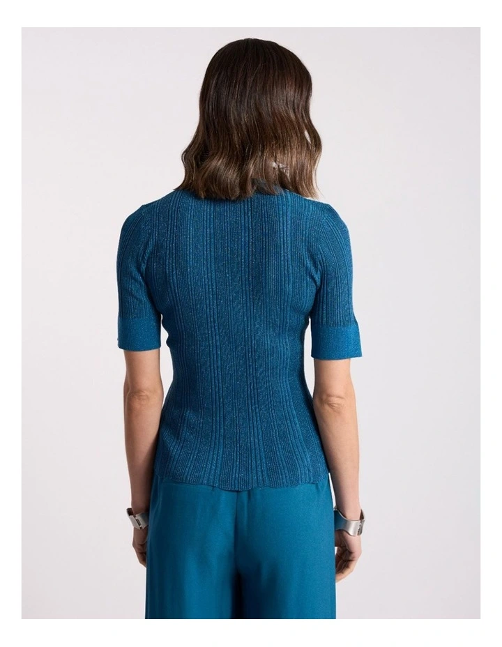 Aleese Knit Tee in Prussian Blue image 5