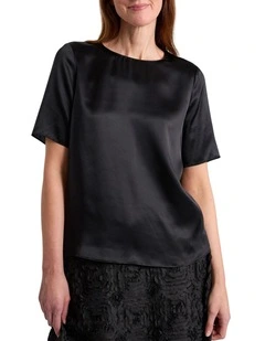 Emiline Silk Tee in Black