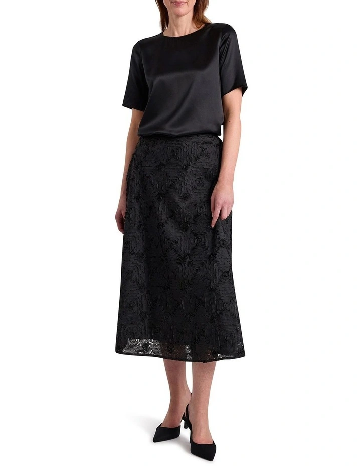 Emiline Silk Tee in Black image 2