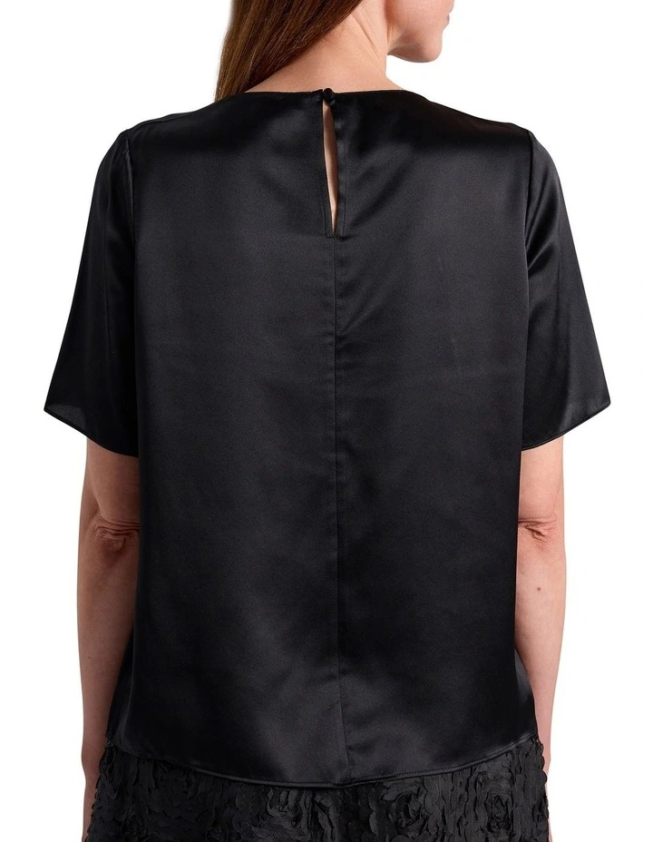 Emiline Silk Tee in Black image 4