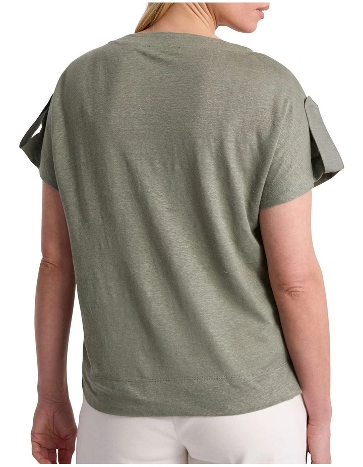 Melinda Linen Mix Tee in Oregano Green image 5
