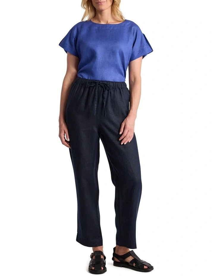 Melinda Linen Mix Tee in Sapphire Blue image 2