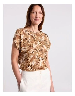 Emmine Linen Tee in Leopard
